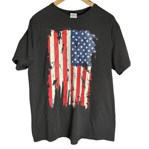 VTG Delta Pro Weight American Flag Patriotic T-Shirt 100% Cotton Honduras